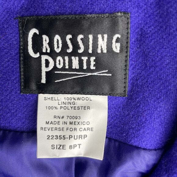 VTG Crossing Pointe Purple Wool Blazer Women 8 P Retroglam Office Long Blazer - Picture 13 of 13